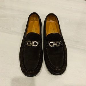Salvatore Ferragamo Men Shoes Brown Suede Size 8